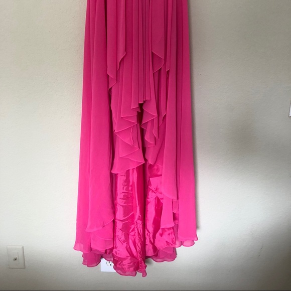 CACHE Pink High Low Illusion Chiffon Dress Sz 4 - Picture 4 of 8
